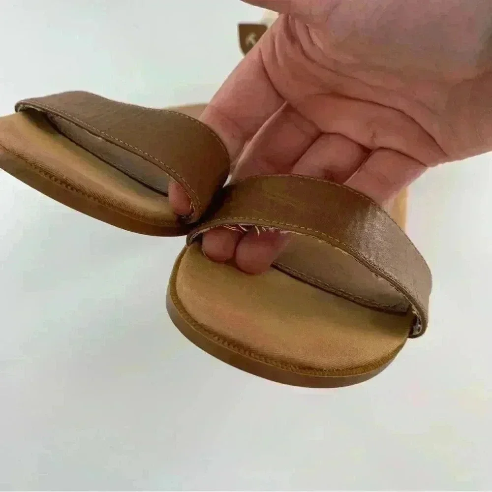 Sperry womens sandals size 5.5 brown leather nautical ankle strap cork wedges